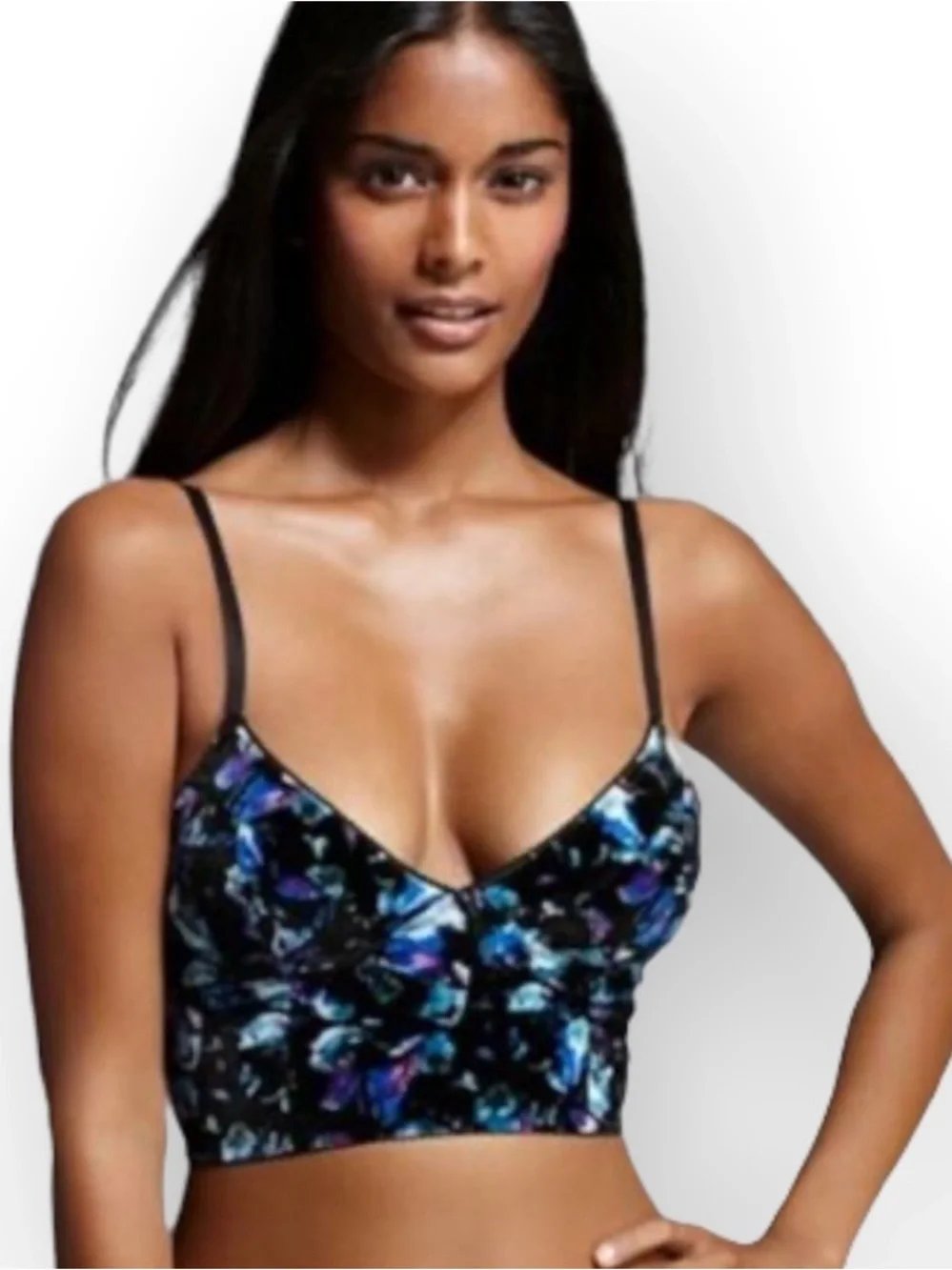 Intimately Free People Size S Floral Velvet Corset Style Crop Top / Bralette